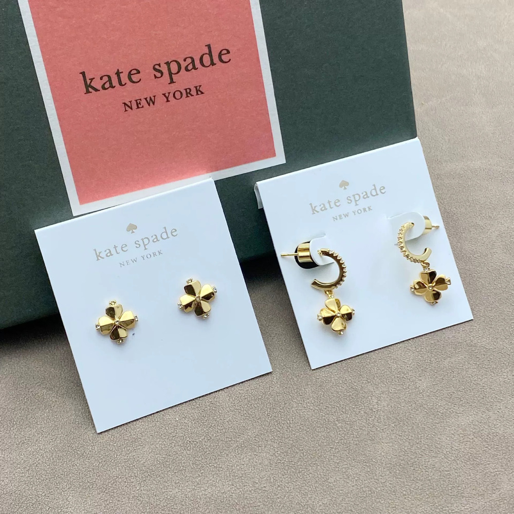 kate spade Cold Tone Metal Clover Stud Earrings
